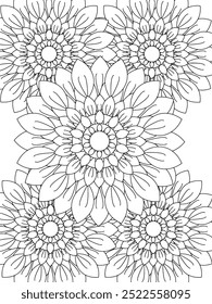 All these designs are hand-drawn and unique 
Flower Beautiful black and white illustration for adult coloring book,
This is a printable Beautiful Zentangle Coloring page for KDP Interior, POD products