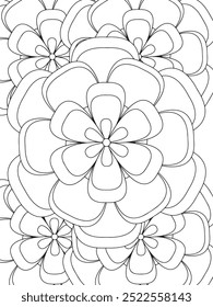 All these designs are hand-drawn and unique 
Flower Beautiful black and white illustration for adult coloring book,
This is a printable Beautiful Zentangle Coloring page for KDP Interior, POD products