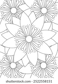 All these designs are hand-drawn and unique 
Flower Beautiful black and white illustration for adult coloring book,
This is a printable Beautiful Zentangle Coloring page for KDP Interior, POD products