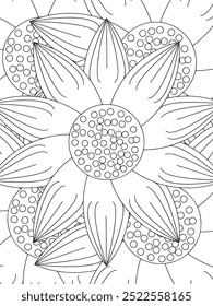 All these designs are hand-drawn and unique 
Flower Beautiful black and white illustration for adult coloring book,
This is a printable Beautiful Zentangle Coloring page for KDP Interior, POD products