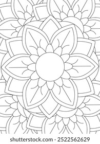 All these designs are hand-drawn and unique 
Flower Beautiful black and white illustration for adult coloring book,
This is a printable Beautiful Zentangle Coloring page for KDP Interior, POD products