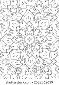 All these designs are hand-drawn and unique 
Flower Beautiful black and white illustration for adult coloring book,
This is a printable Beautiful Zentangle Coloring page for KDP Interior, POD products