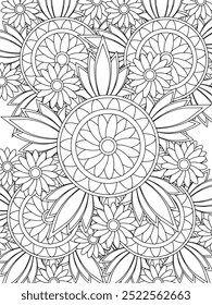 All these designs are hand-drawn and unique 
Flower Beautiful black and white illustration for adult coloring book,
This is a printable Beautiful Zentangle Coloring page for KDP Interior, POD products