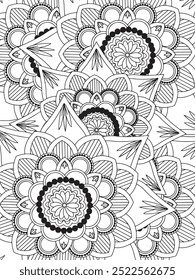 Todos estos diseños son hechos a mano y únicos 
Flor Hermosa ilustración en blanco y negro para el libro de colorear para adultos,
Esta es una página para colorear Zentangle hermosa para imprimir para KDP Interior, productos POD