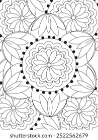 All these designs are hand-drawn and unique 
Flower Beautiful black and white illustration for adult coloring book,
This is a printable Beautiful Zentangle Coloring page for KDP Interior, POD products