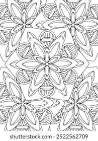 All these designs are hand-drawn and unique 
Flower Beautiful black and white illustration for adult coloring book,
This is a printable Beautiful Zentangle Coloring page for KDP Interior, POD products