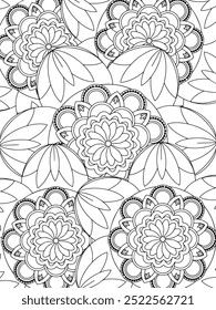 All these designs are hand-drawn and unique 
Flower Beautiful black and white illustration for adult coloring book,
This is a printable Beautiful Zentangle Coloring page for KDP Interior, POD products