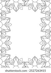 All these designs are hand-drawn and unique 
Flower Border Beautiful black and white illustration for adult coloring book,
This is a printable Beautiful Zentangle Coloring page for KDP Interior, POD p