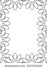 All these designs are hand-drawn and unique 
Flower Border Beautiful black and white illustration for adult coloring book,
This is a printable Beautiful Zentangle Coloring page for KDP Interior, POD p