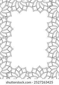 All these designs are hand-drawn and unique 
Flower Border Beautiful black and white illustration for adult coloring book,
This is a printable Beautiful Zentangle Coloring page for KDP Interior, POD p