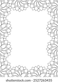 All these designs are hand-drawn and unique 
Flower Border Beautiful black and white illustration for adult coloring book,
This is a printable Beautiful Zentangle Coloring page for KDP Interior, POD p