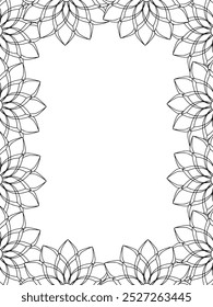 All these designs are hand-drawn and unique 
Flower Border Beautiful black and white illustration for adult coloring book,
This is a printable Beautiful Zentangle Coloring page for KDP Interior, POD p