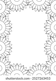 All these designs are hand-drawn and unique 
Flower Border Beautiful black and white illustration for adult coloring book,
This is a printable Beautiful Zentangle Coloring page for KDP Interior, POD p