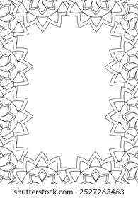 All these designs are hand-drawn and unique 
Flower Border Beautiful black and white illustration for adult coloring book,
This is a printable Beautiful Zentangle Coloring page for KDP Interior, POD p