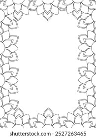 All these designs are hand-drawn and unique 
Flower Border Beautiful black and white illustration for adult coloring book,
This is a printable Beautiful Zentangle Coloring page for KDP Interior, POD p