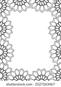 All these designs are hand-drawn and unique 
Flower Border Beautiful black and white illustration for adult coloring book,
This is a printable Beautiful Zentangle Coloring page for KDP Interior, POD p