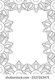 All these designs are hand-drawn and unique 
Flower Border Beautiful black and white illustration for adult coloring book,
This is a printable Beautiful Zentangle Coloring page for KDP Interior, POD p