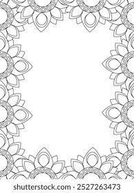 All these designs are hand-drawn and unique 
Flower Border Beautiful black and white illustration for adult coloring book,
This is a printable Beautiful Zentangle Coloring page for KDP Interior, POD p