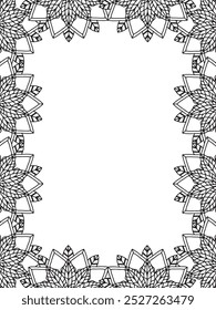 All these designs are hand-drawn and unique 
Flower Border Beautiful black and white illustration for adult coloring book,
This is a printable Beautiful Zentangle Coloring page for KDP Interior, POD p