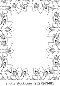 All these designs are hand-drawn and unique 
Flower Border Beautiful black and white illustration for adult coloring book,
This is a printable Beautiful Zentangle Coloring page for KDP Interior, POD p