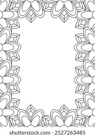 All these designs are hand-drawn and unique 
Flower Border Beautiful black and white illustration for adult coloring book,
This is a printable Beautiful Zentangle Coloring page for KDP Interior, POD p