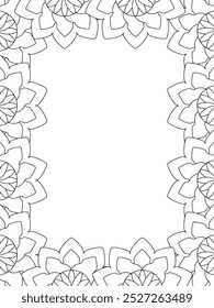 All these designs are hand-drawn and unique 
Flower Border Beautiful black and white illustration for adult coloring book,
This is a printable Beautiful Zentangle Coloring page for KDP Interior, POD p