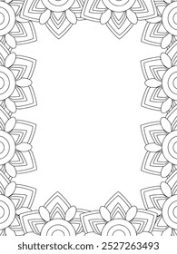 All these designs are hand-drawn and unique 
Flower Border Beautiful black and white illustration for adult coloring book,
This is a printable Beautiful Zentangle Coloring page for KDP Interior, POD p