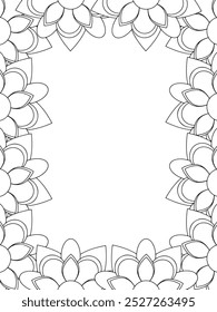 All these designs are hand-drawn and unique 
Flower Border Beautiful black and white illustration for adult coloring book,
This is a printable Beautiful Zentangle Coloring page for KDP Interior, POD p