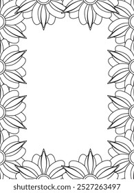 All these designs are hand-drawn and unique 
Flower Border Beautiful black and white illustration for adult coloring book,
This is a printable Beautiful Zentangle Coloring page for KDP Interior, POD p