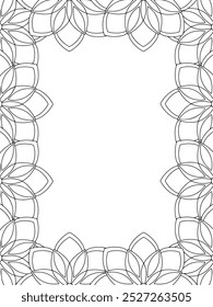 All these designs are hand-drawn and unique 
Flower Border Beautiful black and white illustration for adult coloring book,
This is a printable Beautiful Zentangle Coloring page for KDP Interior, POD p