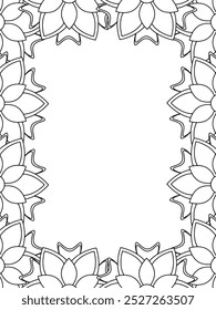 All these designs are hand-drawn and unique 
Flower Border Beautiful black and white illustration for adult coloring book,
This is a printable Beautiful Zentangle Coloring page for KDP Interior, POD p