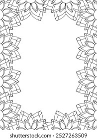 All these designs are hand-drawn and unique 
Flower Border Beautiful black and white illustration for adult coloring book,
This is a printable Beautiful Zentangle Coloring page for KDP Interior, POD p