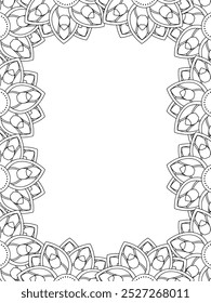 All these designs are hand-drawn and unique 
Flower Border Beautiful black and white illustration for adult coloring book,
This is a printable Beautiful Zentangle Coloring page for KDP Interior, POD p