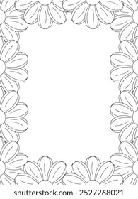 All these designs are hand-drawn and unique 
Flower Border Beautiful black and white illustration for adult coloring book,
This is a printable Beautiful Zentangle Coloring page for KDP Interior, POD p