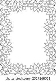 All these designs are hand-drawn and unique 
Flower Border Beautiful black and white illustration for adult coloring book,
This is a printable Beautiful Zentangle Coloring page for KDP Interior, POD p