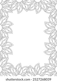 All these designs are hand-drawn and unique 
Flower Border Beautiful black and white illustration for adult coloring book,
This is a printable Beautiful Zentangle Coloring page for KDP Interior, POD p