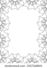 All these designs are hand-drawn and unique 
Flower Border Beautiful black and white illustration for adult coloring book,
This is a printable Beautiful Zentangle Coloring page for KDP Interior, POD p