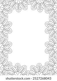 All these designs are hand-drawn and unique 
Flower Border Beautiful black and white illustration for adult coloring book,
This is a printable Beautiful Zentangle Coloring page for KDP Interior, POD p