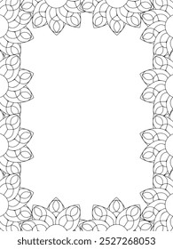 All these designs are hand-drawn and unique 
Flower Border Beautiful black and white illustration for adult coloring book,
This is a printable Beautiful Zentangle Coloring page for KDP Interior, POD p