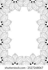 All these designs are hand-drawn and unique 
Flower Border Beautiful black and white illustration for adult coloring book,
This is a printable Beautiful Zentangle Coloring page for KDP Interior, POD p