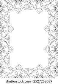 All these designs are hand-drawn and unique 
Flower Border Beautiful black and white illustration for adult coloring book,
This is a printable Beautiful Zentangle Coloring page for KDP Interior, POD p