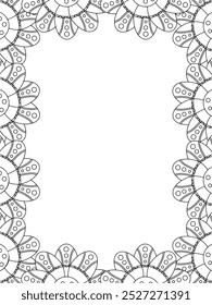 All these designs are hand-drawn and unique 
Flower Border Beautiful black and white illustration for adult coloring book,
This is a printable Beautiful Zentangle Coloring page for KDP Interior, POD p