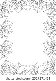 All these designs are hand-drawn and unique 
Flower Border Beautiful black and white illustration for adult coloring book,
This is a printable Beautiful Zentangle Coloring page for KDP Interior, POD p