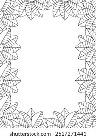 All these designs are hand-drawn and unique 
Flower Border Beautiful black and white illustration for adult coloring book,
This is a printable Beautiful Zentangle Coloring page for KDP Interior, POD p