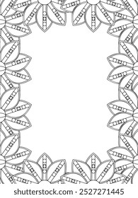 All these designs are hand-drawn and unique 
Flower Border Beautiful black and white illustration for adult coloring book,
This is a printable Beautiful Zentangle Coloring page for KDP Interior, POD p