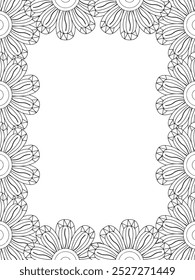 All these designs are hand-drawn and unique 
Flower Border Beautiful black and white illustration for adult coloring book,
This is a printable Beautiful Zentangle Coloring page for KDP Interior, POD p