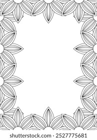 All these designs are hand-drawn and unique 
Flower Border Beautiful black and white illustration for adult coloring book,
This is a printable Beautiful Zentangle Coloring page for KDP Interior, POD p