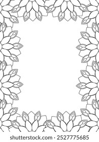 All these designs are hand-drawn and unique 
Flower Border Beautiful black and white illustration for adult coloring book,
This is a printable Beautiful Zentangle Coloring page for KDP Interior, POD p