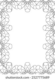 All these designs are hand-drawn and unique 
Flower Border Beautiful black and white illustration for adult coloring book,
This is a printable Beautiful Zentangle Coloring page for KDP Interior, POD p