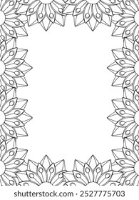 All these designs are hand-drawn and unique 
Flower Border Beautiful black and white illustration for adult coloring book,
This is a printable Beautiful Zentangle Coloring page for KDP Interior, POD p